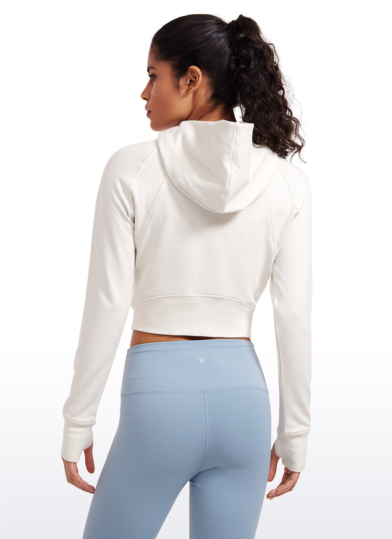 Amenity Cropped Full Zip Hoodies with Thumb Holes
