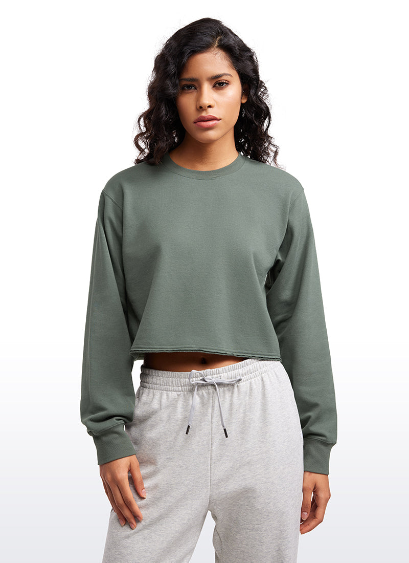 Amenity Double Raw Hem Sweatshirts Crew Neck