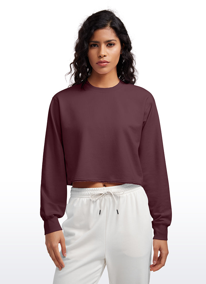 Amenity Double Raw Hem Sweatshirts Crew Neck