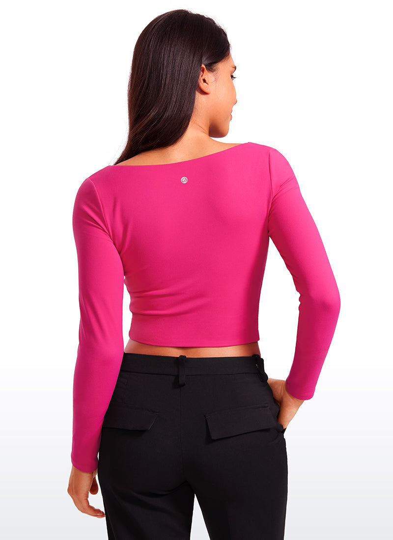 Butterluxe Double Lined Cropped Long Sleeves Square Neck