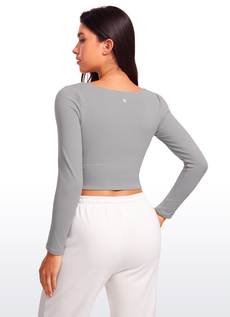Butterluxe Double Lined Cropped Long Sleeves Square Neck
