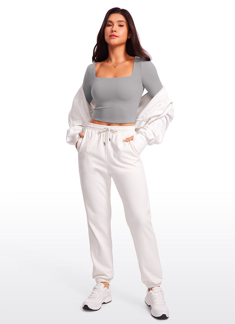 Butterluxe Double Lined Cropped Long Sleeves Square Neck