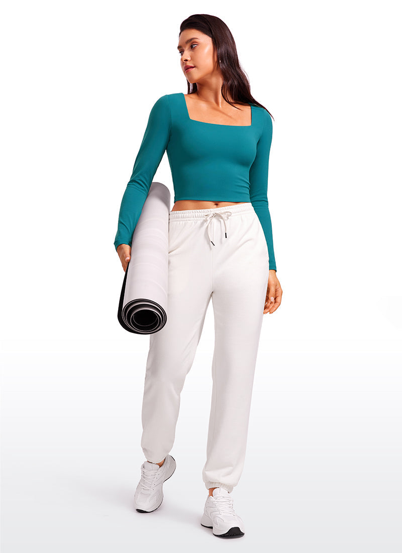 Butterluxe Double Lined Cropped Long Sleeves Square Neck