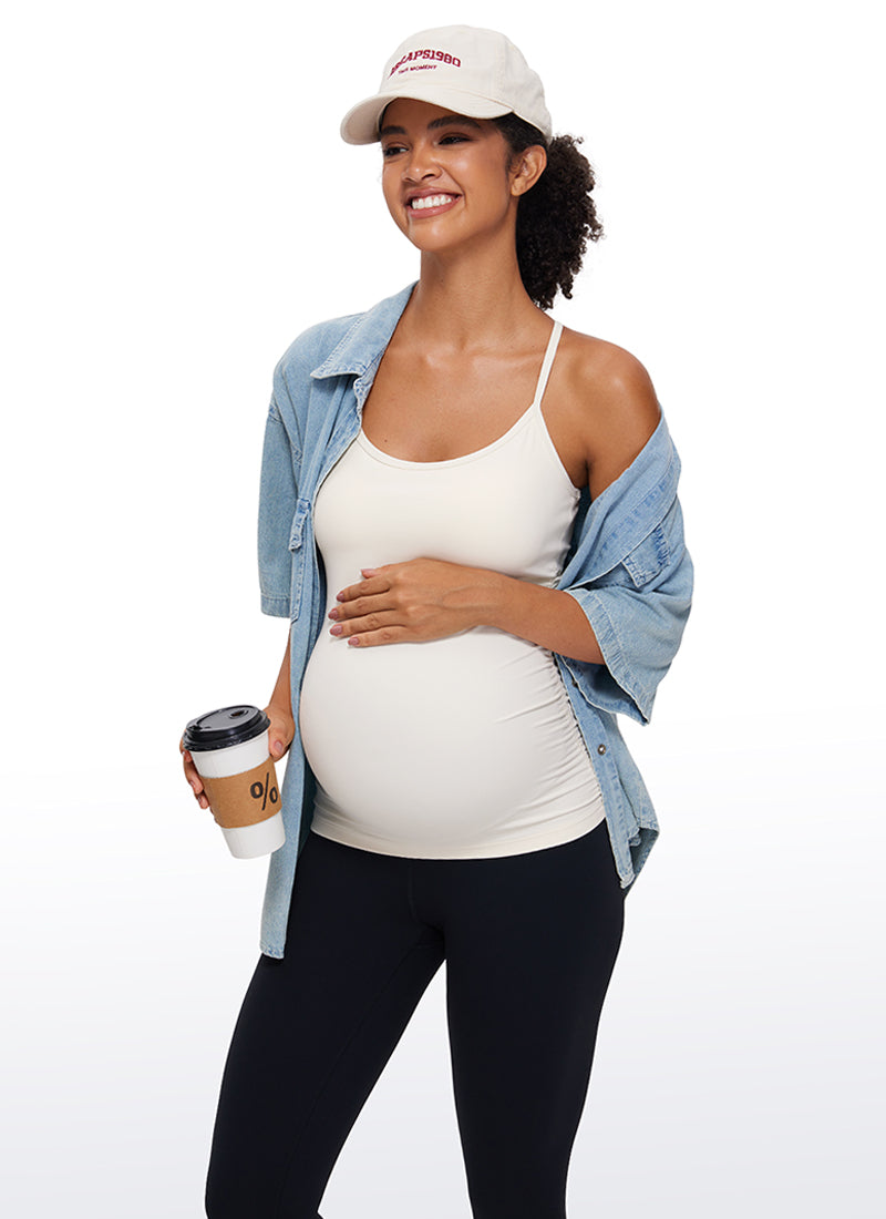 Butterluxe Y Back Maternity Tank Ruched Sides