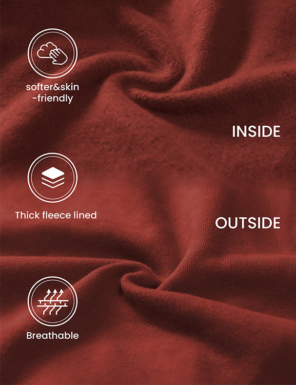 Fleece Lined Half Zip Hoodies Funnel Neck with Thumb Holes